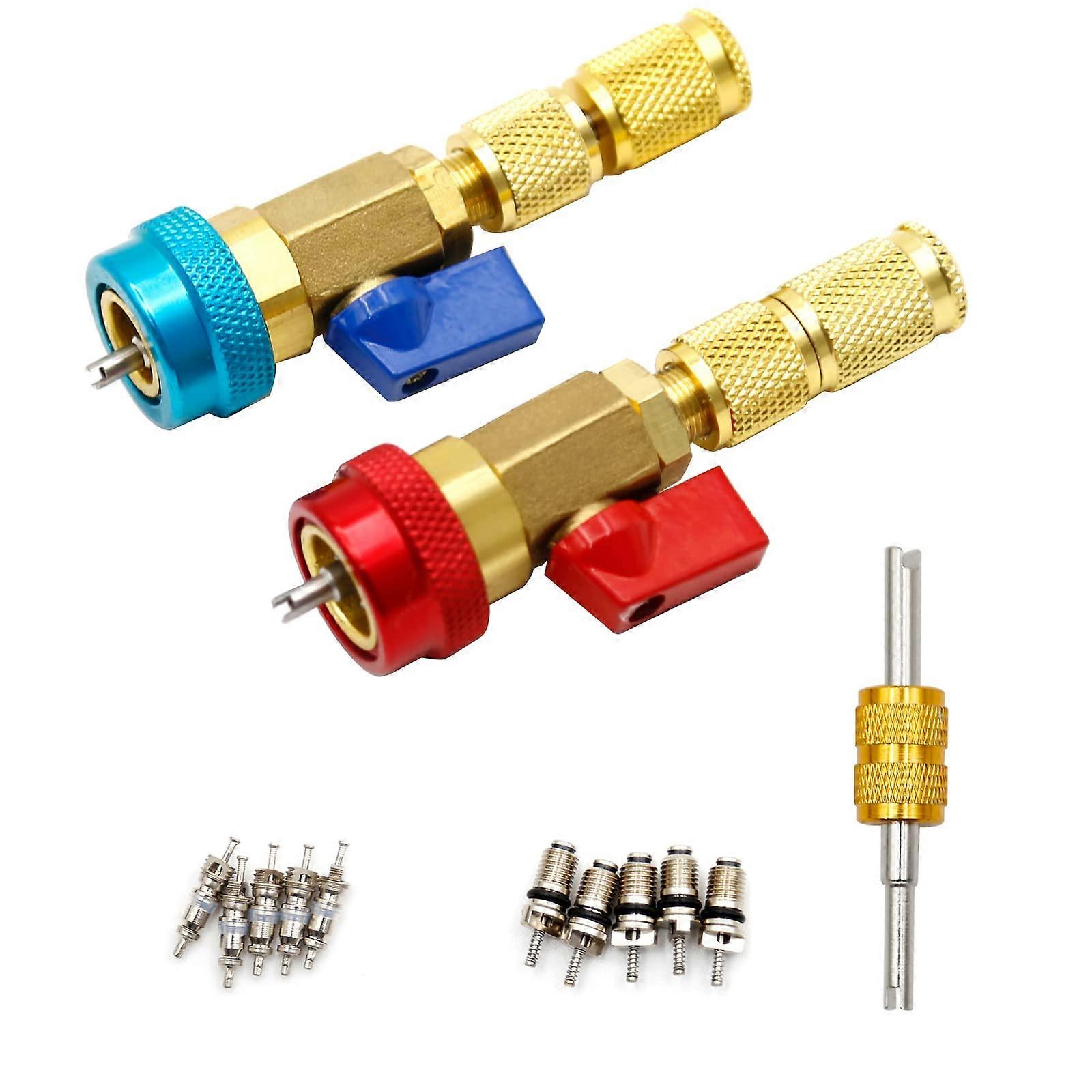 R134A Valve Core Quick Remover Installer Tool Kit, 2 Pack High Low Pressure for R134A R12 Refrigerant Systems