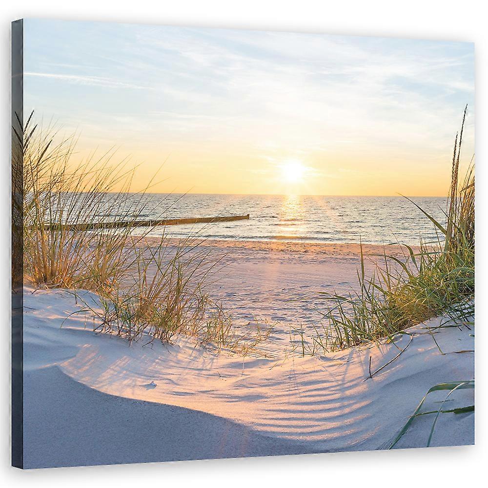 Lienzo, Atardecer en la playa - 40x40