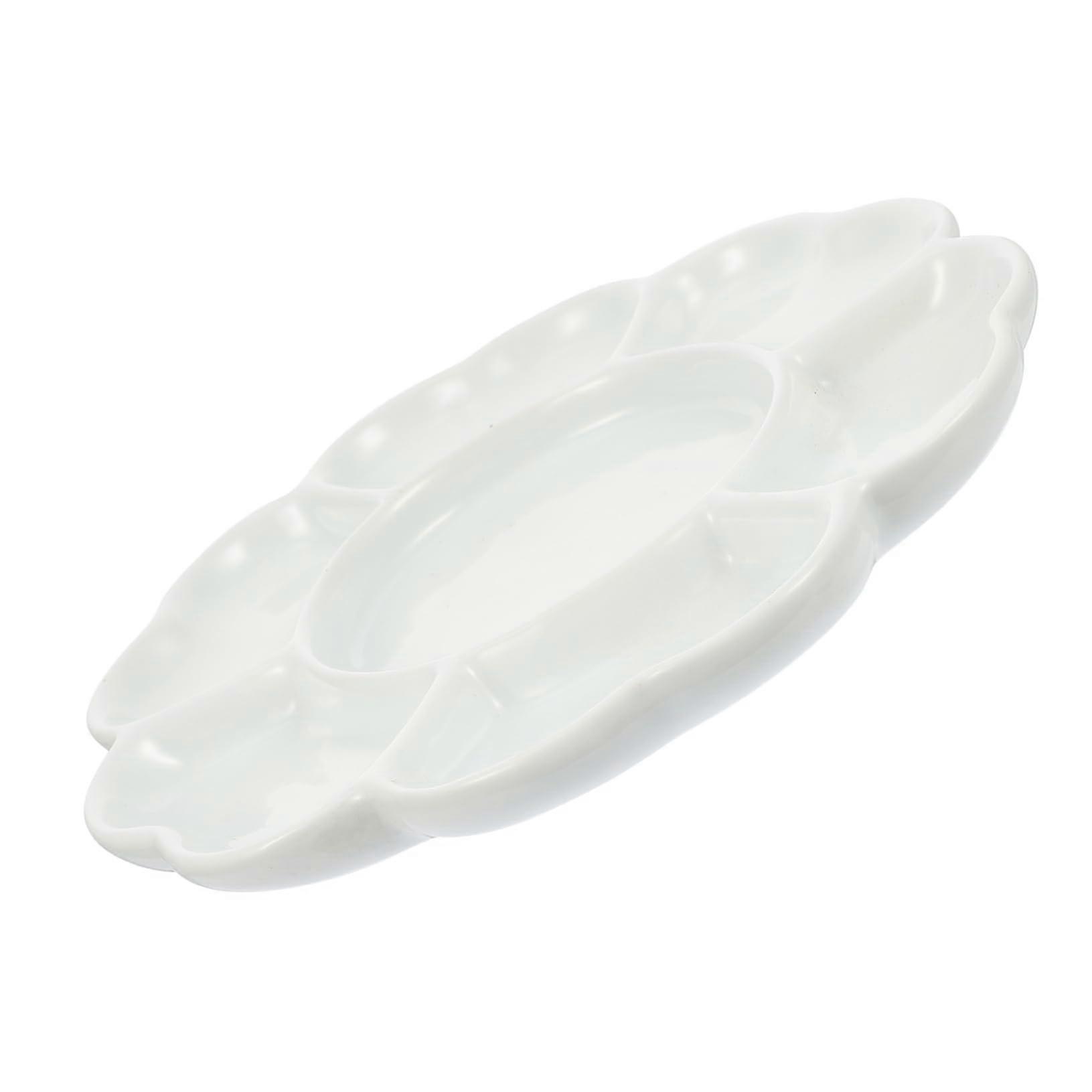 1pc Ceramic Pigment Tray for Watercolor Painting Handheld Artist Palette Space Saving Design for Left Right Handed Use for Workshops Art Classes