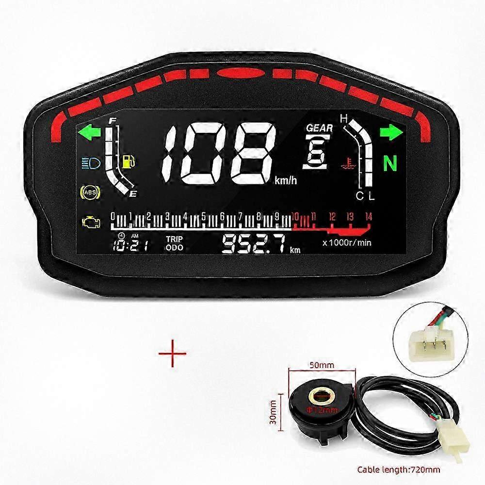 Universal Motorcycle Dashboard LED LCD Speedometer with Odometer and Oil Gauge for 2,4 Cylinders Suitable for Certain Motorcycle Brands