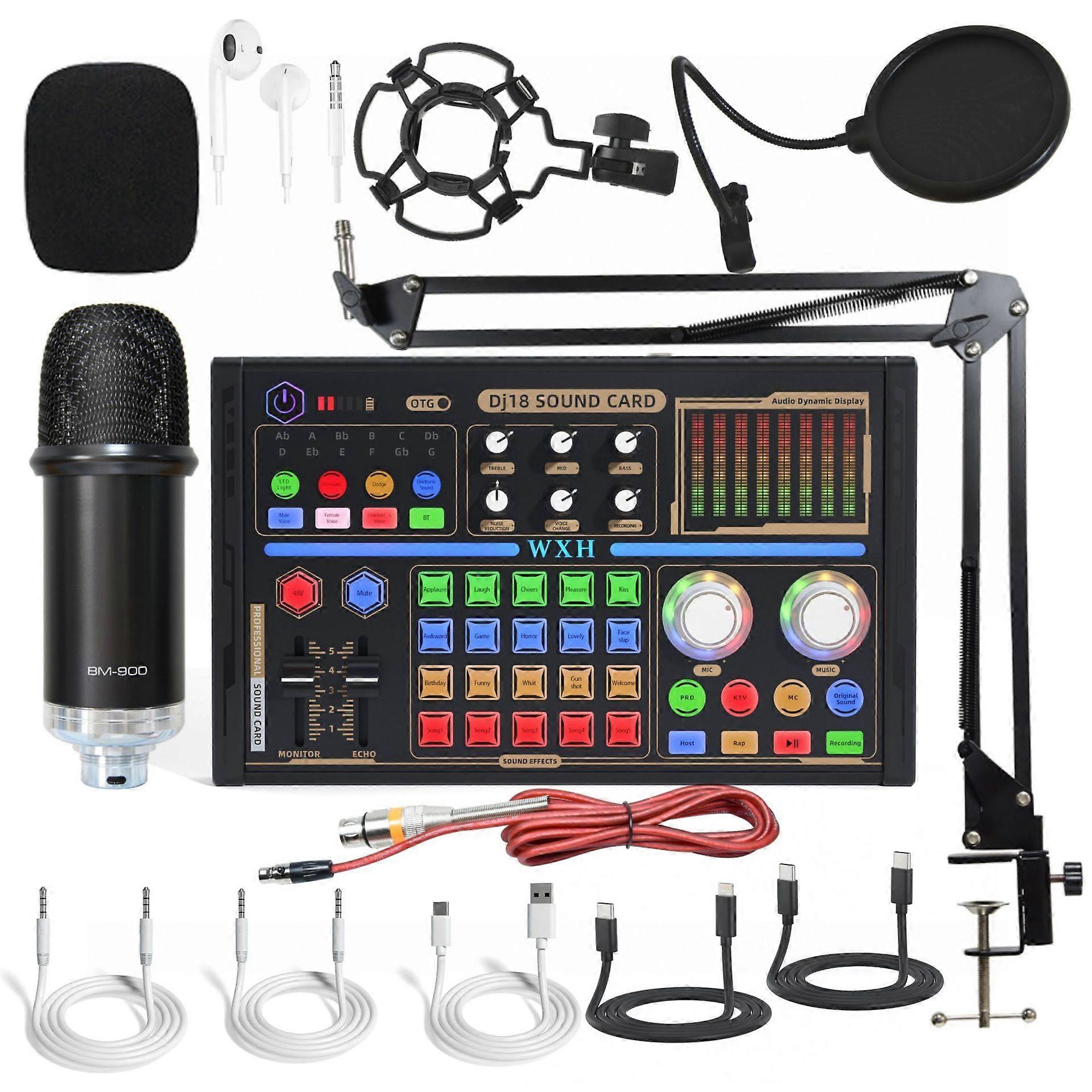 Microphone Computer Recording Condenser Wheat Sound Card Mobile Phone Live Sound Card Full Set