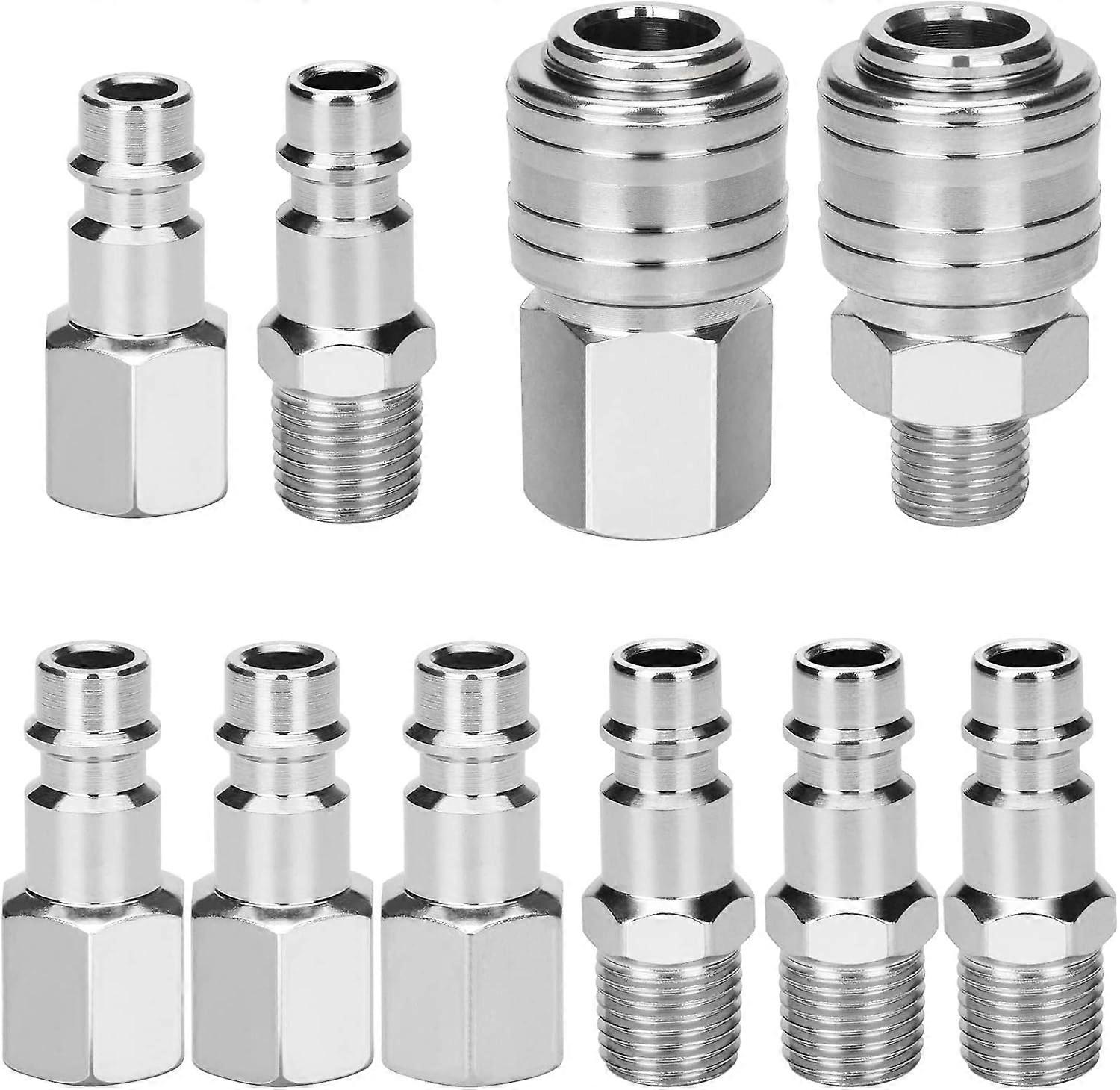 10PCS Compressor Fittings 1/4" BSP European Pneumatic Quick Connector Air Pneumatic Coupler Compressor Kit Air Accessory Compressed Air Hose Connecto