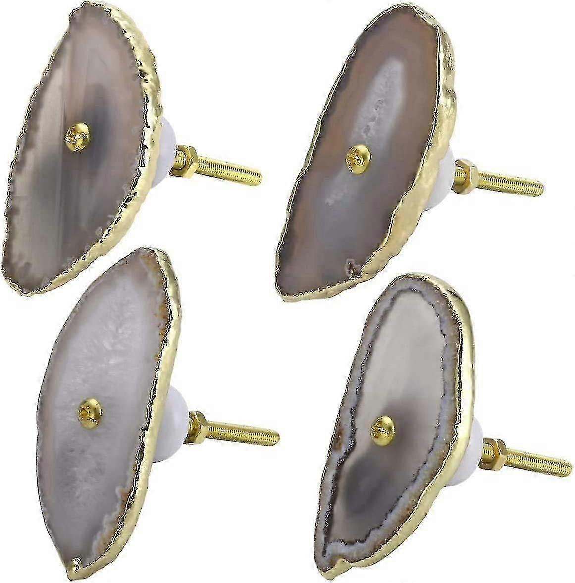 Natural Agate Knob Set Dresser Bedside Table Drawer Handle Decor 4 Pieces - Ya01