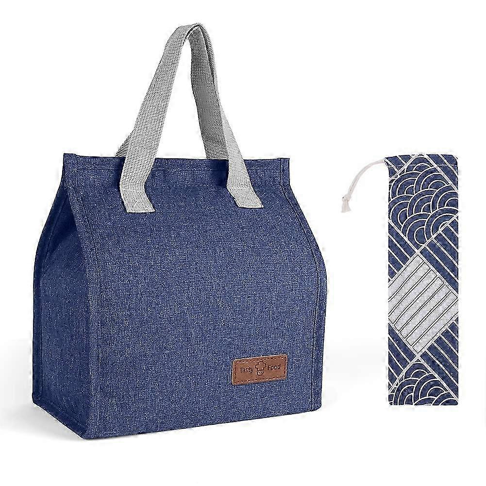 ホイルライニング付き断熱ランチバッグ - 仕事、学校、旅行用に折りたたむことができます - ブルー