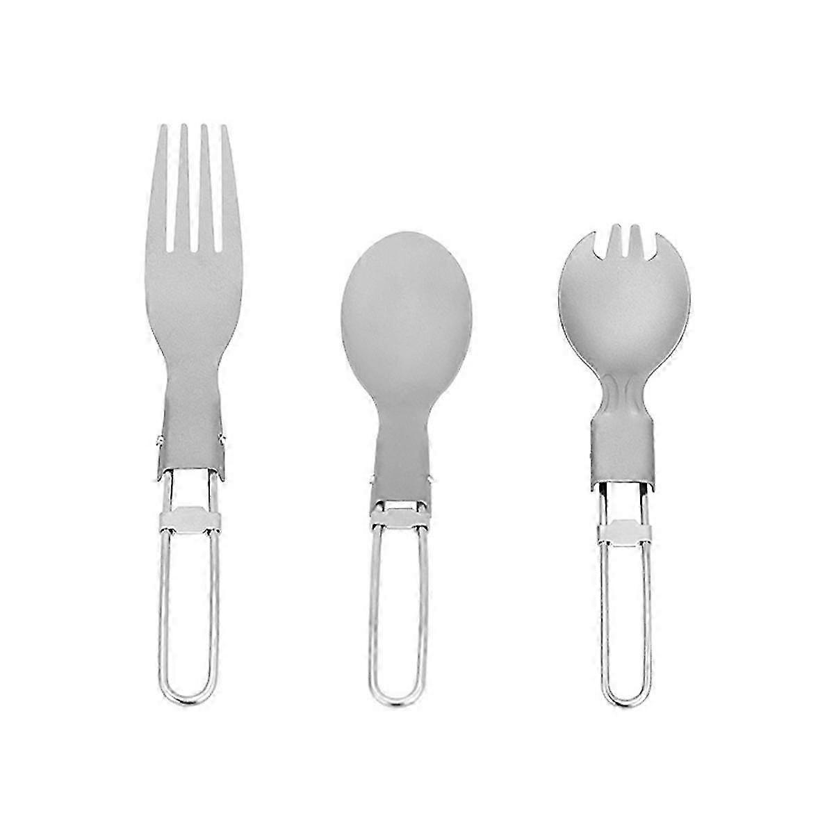 Titanium Folding Spoon Spork Outdoor Tableware Outdoor Camping Cookware Folded Flatware for Camping