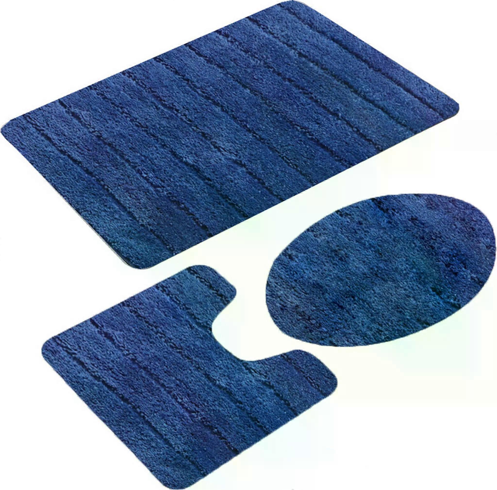 Bathroom set, non-slip bath mat, 3 pieces, blue