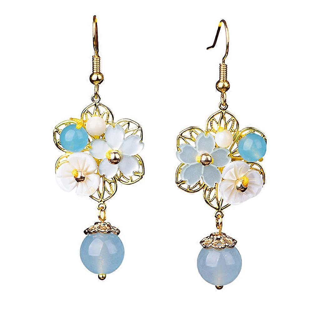 Hook Back Flower Earrings Dangle, Oriental Charm for Intercultural Experiences