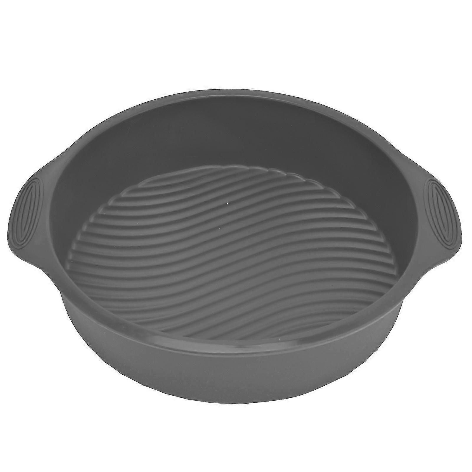 ノンスティック ラウンド ケーキパン ハンドル付き - 再利用可能なベーキングモールド (グレー)