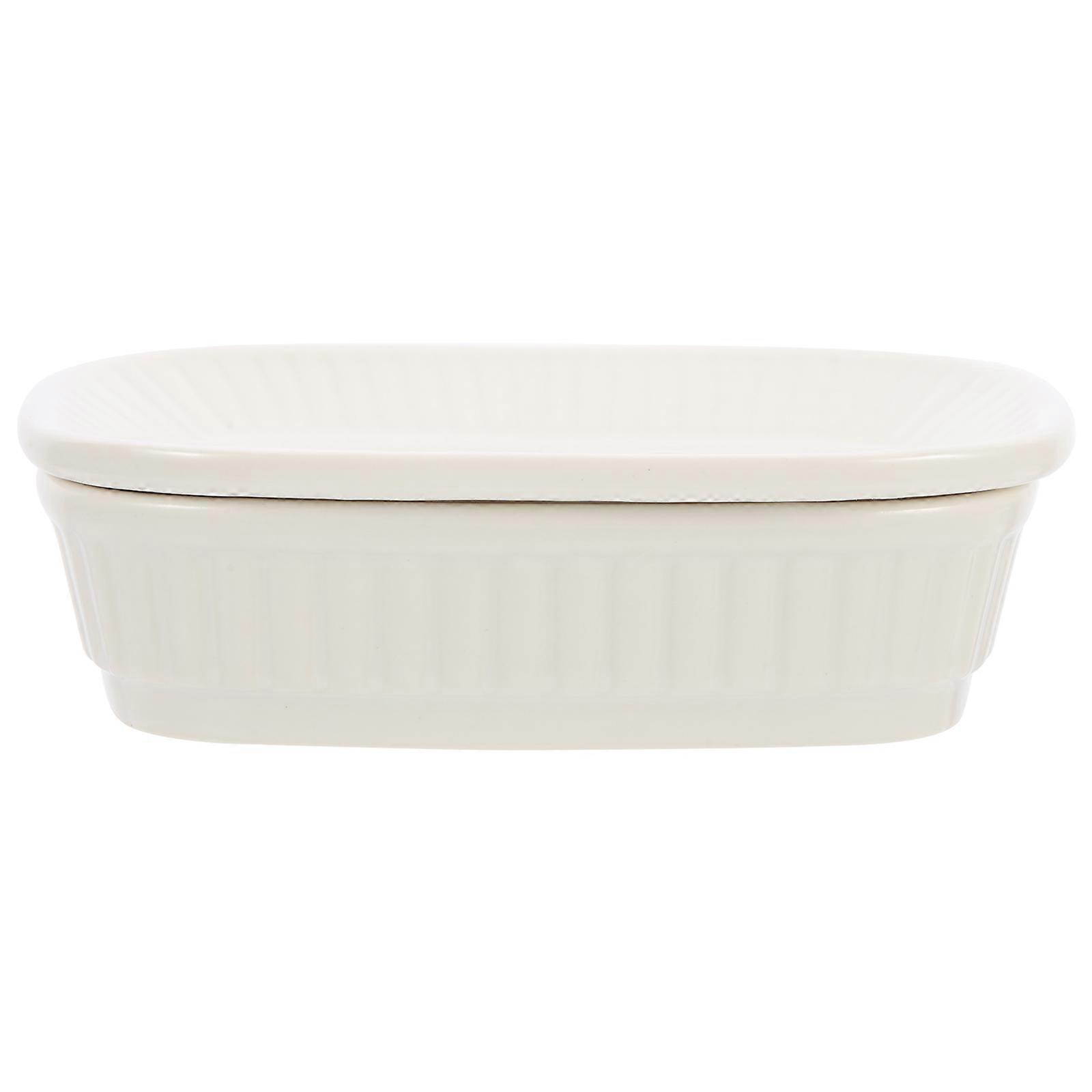Bathroom Counter Tray Nordic Style Minimalist Double Layer Soap Organizer Commercial Spaces Accessory 13.5X9.3X3.8CM White Ceramic Drainage 1Pack