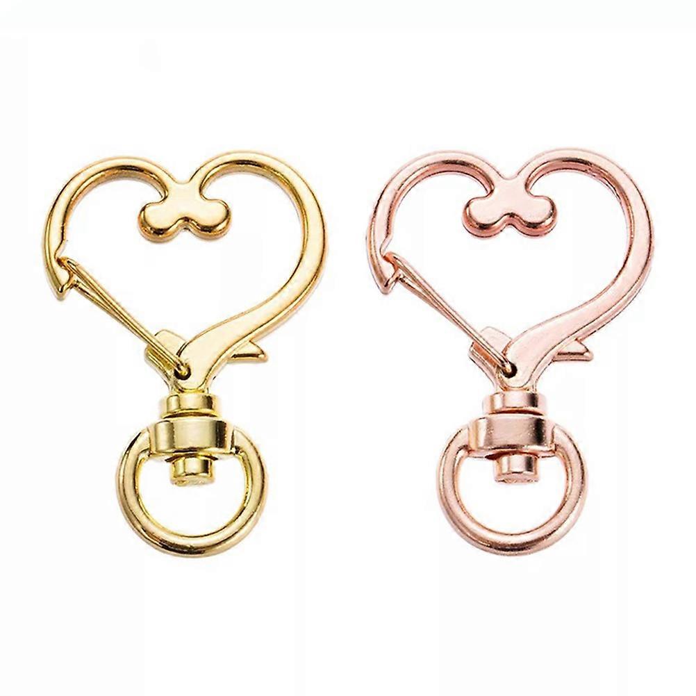 Heart Shaped Keyring Alloy Keychain Lightweight Banquet Accessory 50Pcs Golden