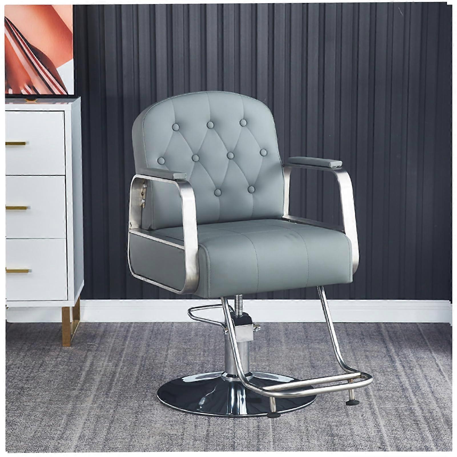 Professional Hairdressing Chair with 360° Rotation, Hydraulic Pump, 150 kg, Silver