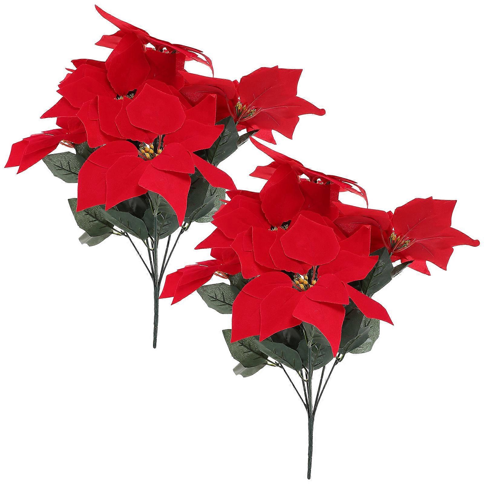 Here's a refined and engaging product description based on your input:
**2PCS Artificial Poinsettia Flowers – Realistic Faux Poinsettia