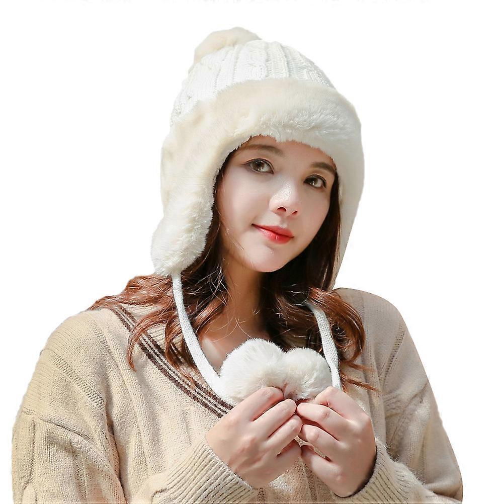 Simple Knitted Hat for Keeping Warm Cold Protection Hat White