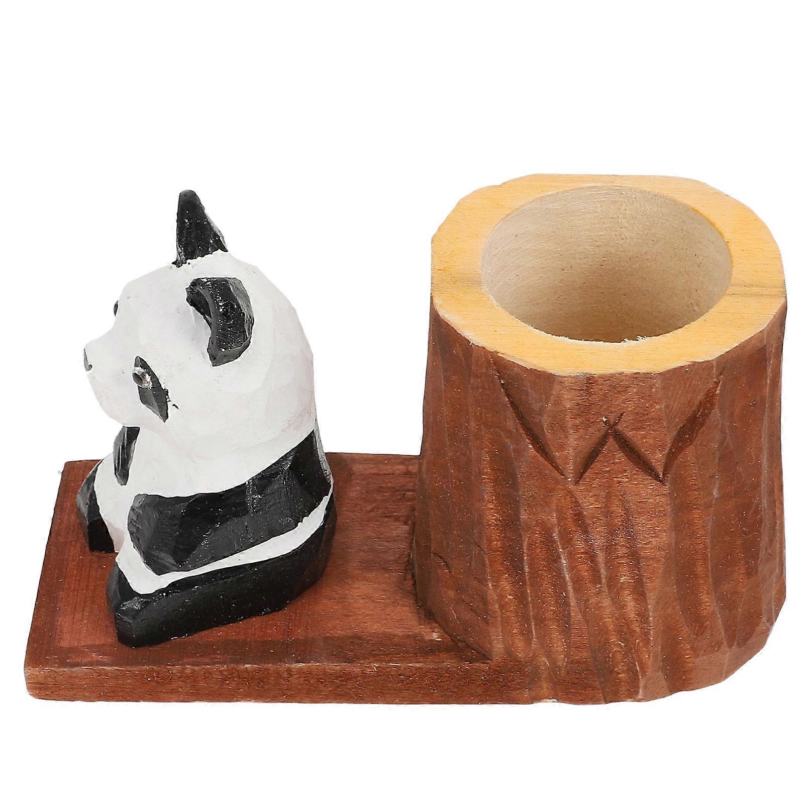 Wooden Desktop Organizer Pen Storage Holder Wear Resistant For School Use 1Set