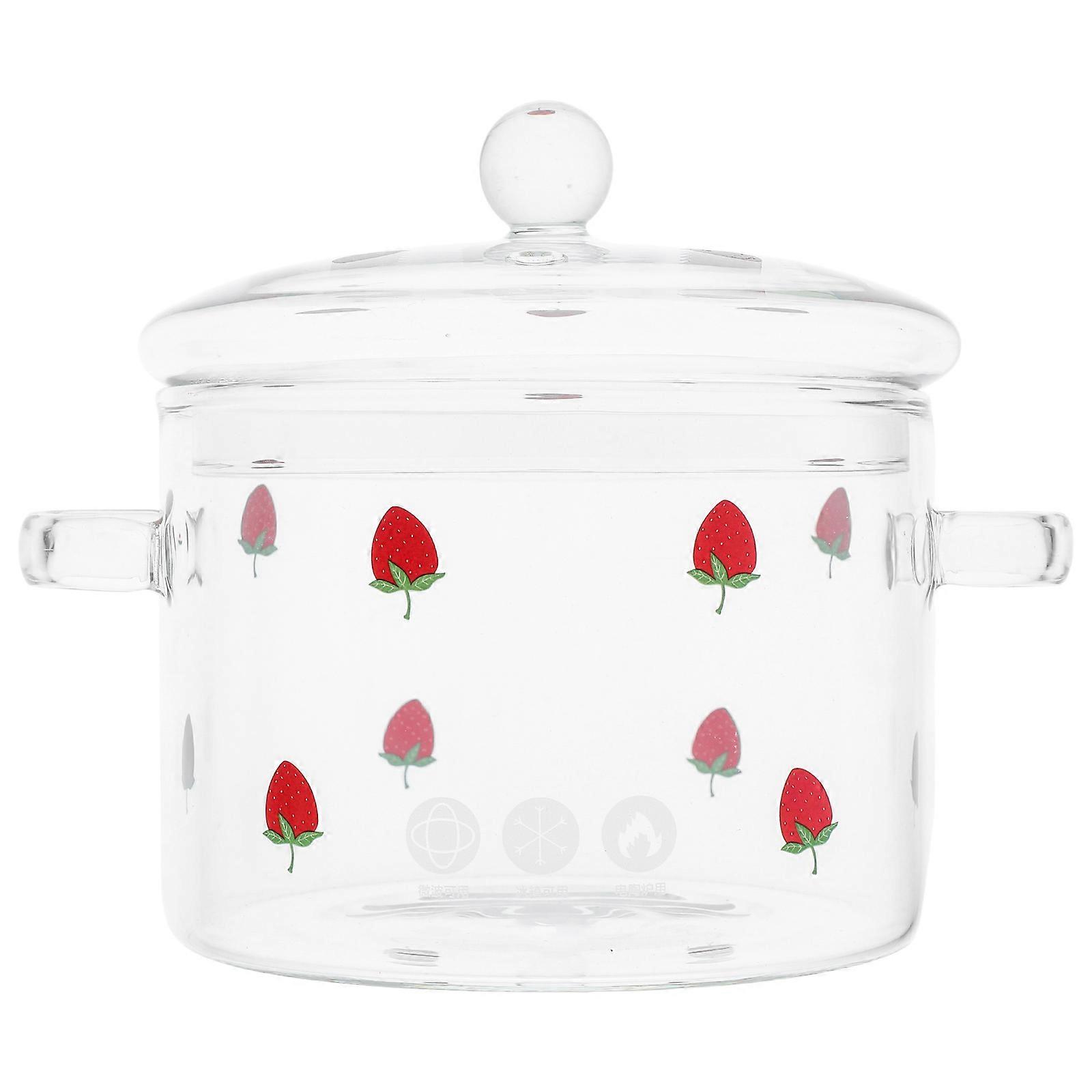 Boiling Glass Pot For Stove Top Cooking Heat Resistant Round Shape Transparent 1900ml Double Handle Design