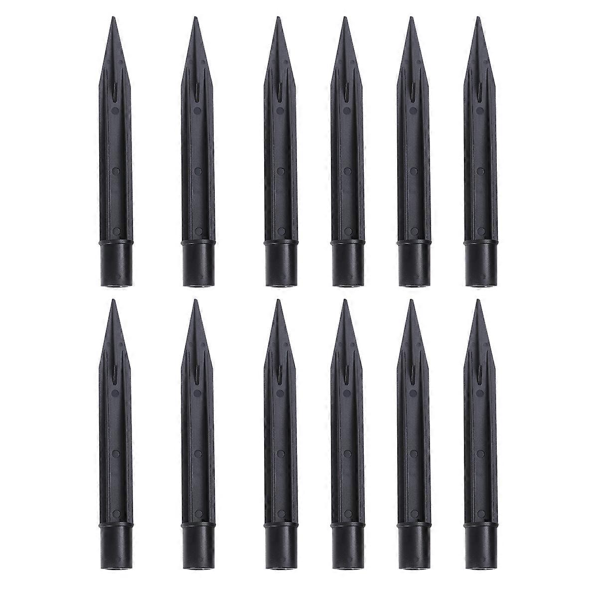 Garden Spikes Plastic Ground Spike Lawn Lamp For Driveways And Walkways Black 15x1.7cm Corrosion Resistant 12Pcs