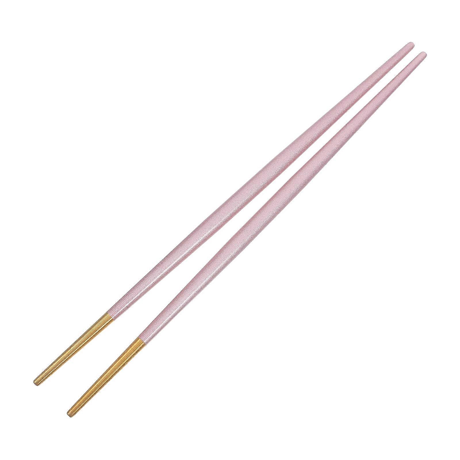 Metal Chopsticks Reusable Corrosion-resistant Japanese Style Non-slip Tableware Pink 1 Pair