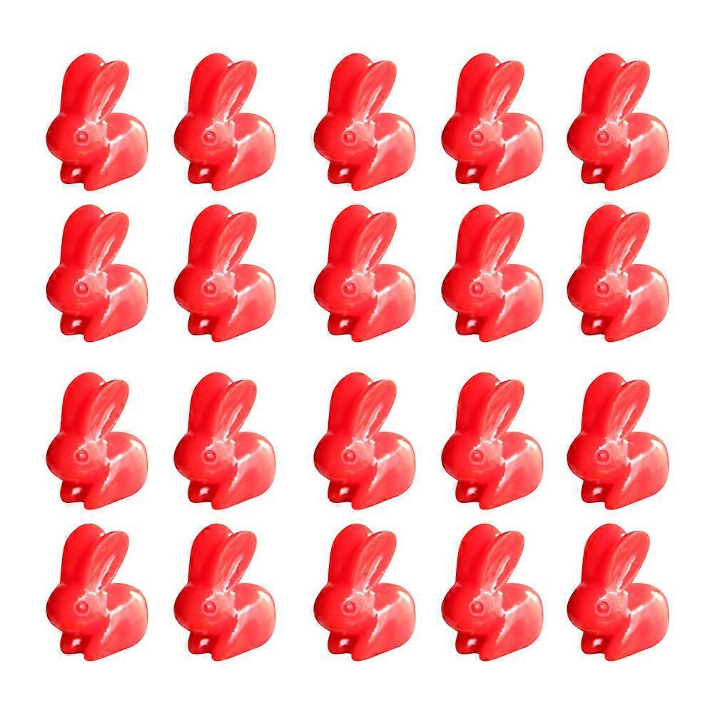 Rabbit Miniature Figurines Resin Rabbit Model Bonsai Accessory for Indoor Decor Red 20Pcs