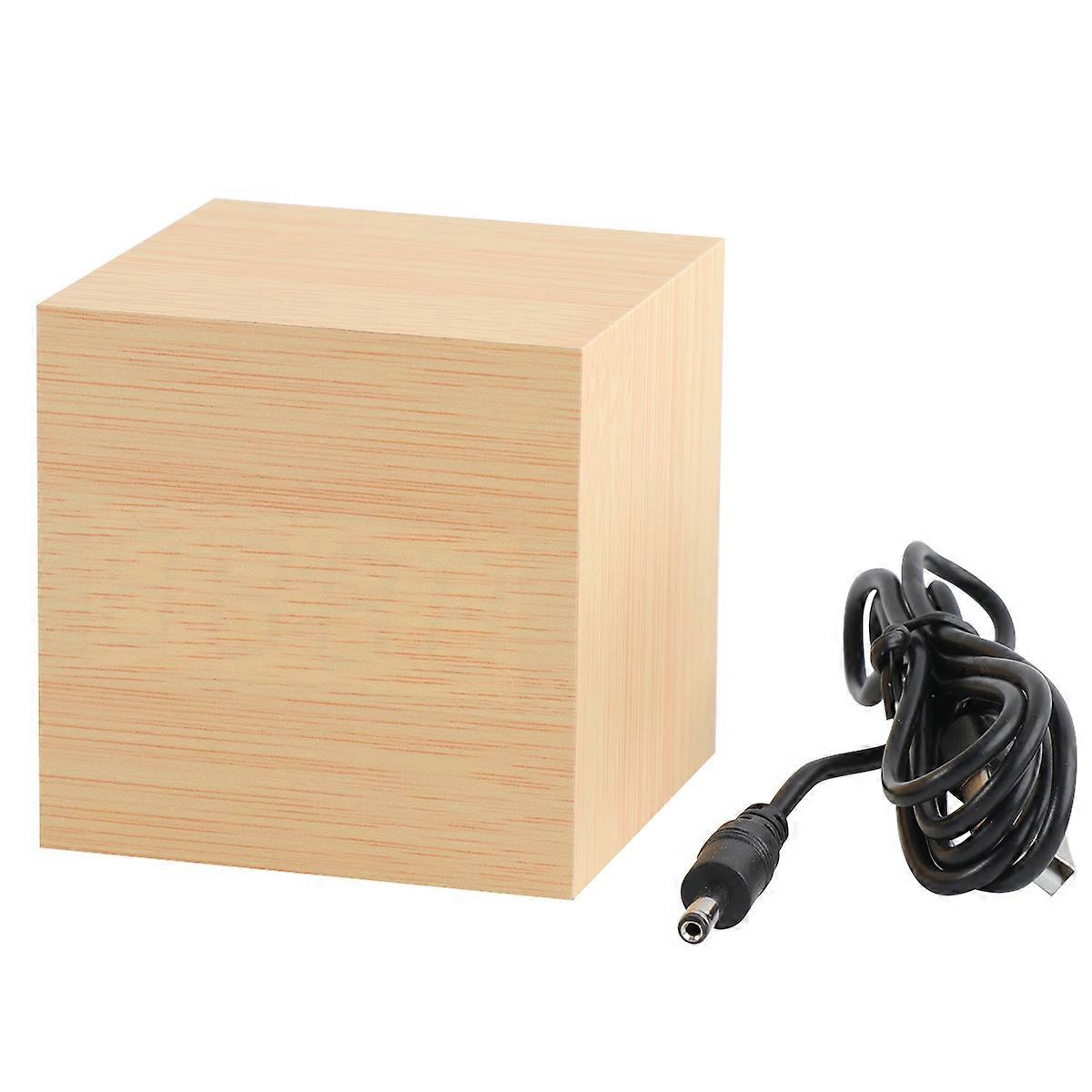 Alarm Clock Creative Usb Charging Square Multifunction Led Wood For Home Use 6x6x6cm Mute Alarm 1Pcs