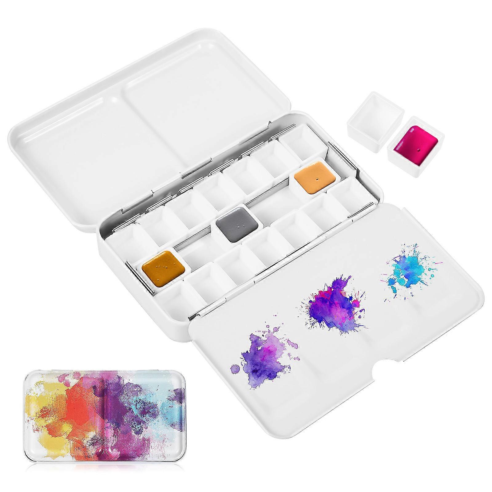 Watercolor Pigment Box Metal Easy Organization Durable Use For Art Lovers Rectangular Shape 12.50X7.00X2.00CM 1 Set