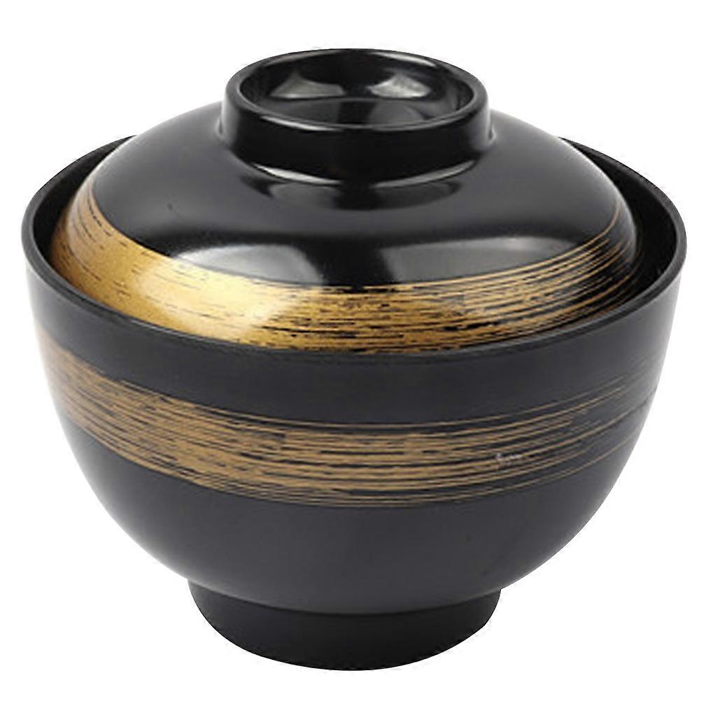 Lidded Noodle Bowl Japanese Style Food Container Keep Warm for Home Dining Round Shape 11x9x9cm 350ml 1 Set
