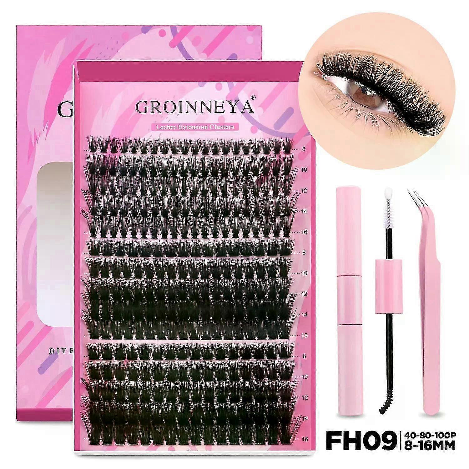 DIY Lash Extension Kit Individual Lashes Cluster Mix Full Set with Lash Bond and Seal for Home Use