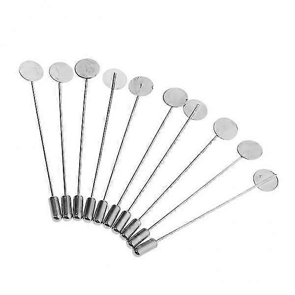 5x10Pcs Silver Lapel Stick Pin Base Brooch Glue on Collar Suit Lapel Pin 10mm