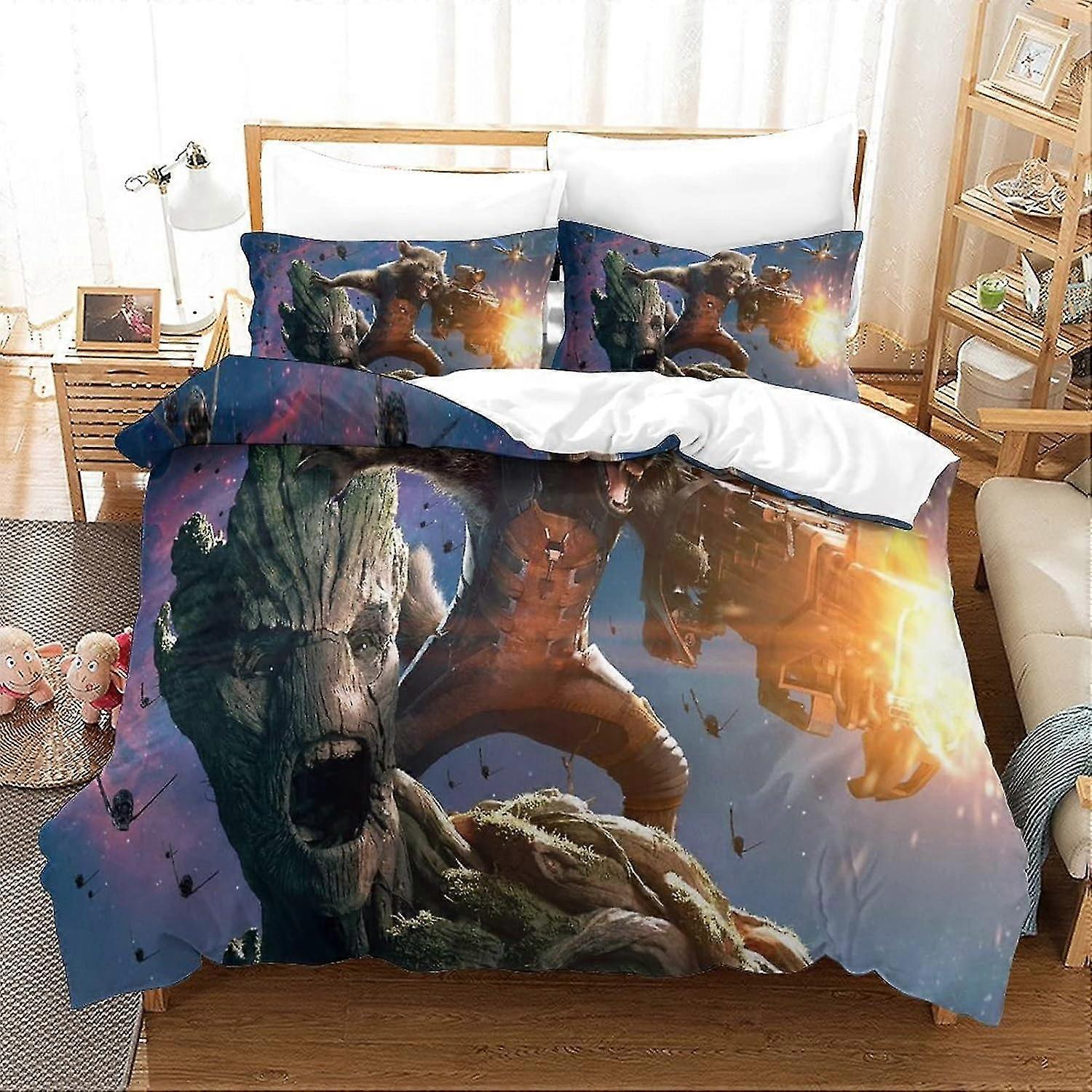 Children's Bedding Set with 3D Printed Duvet Cover Featuring Guardians of The Galaxy Superheroes
