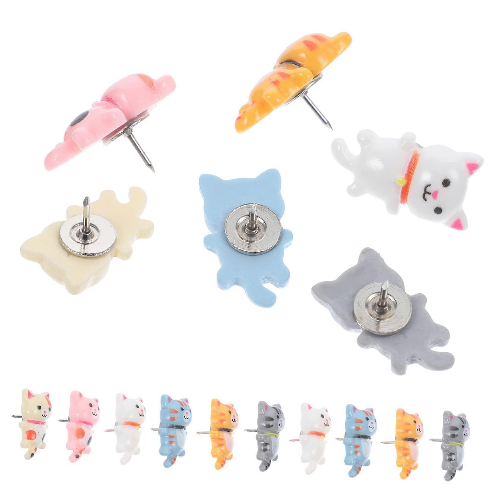 30 Pieces Cat Thumbtacks for Cork Board Decorative Push Pins for Bulletin Boards for Photos and Cards Unique Design Cat Shape