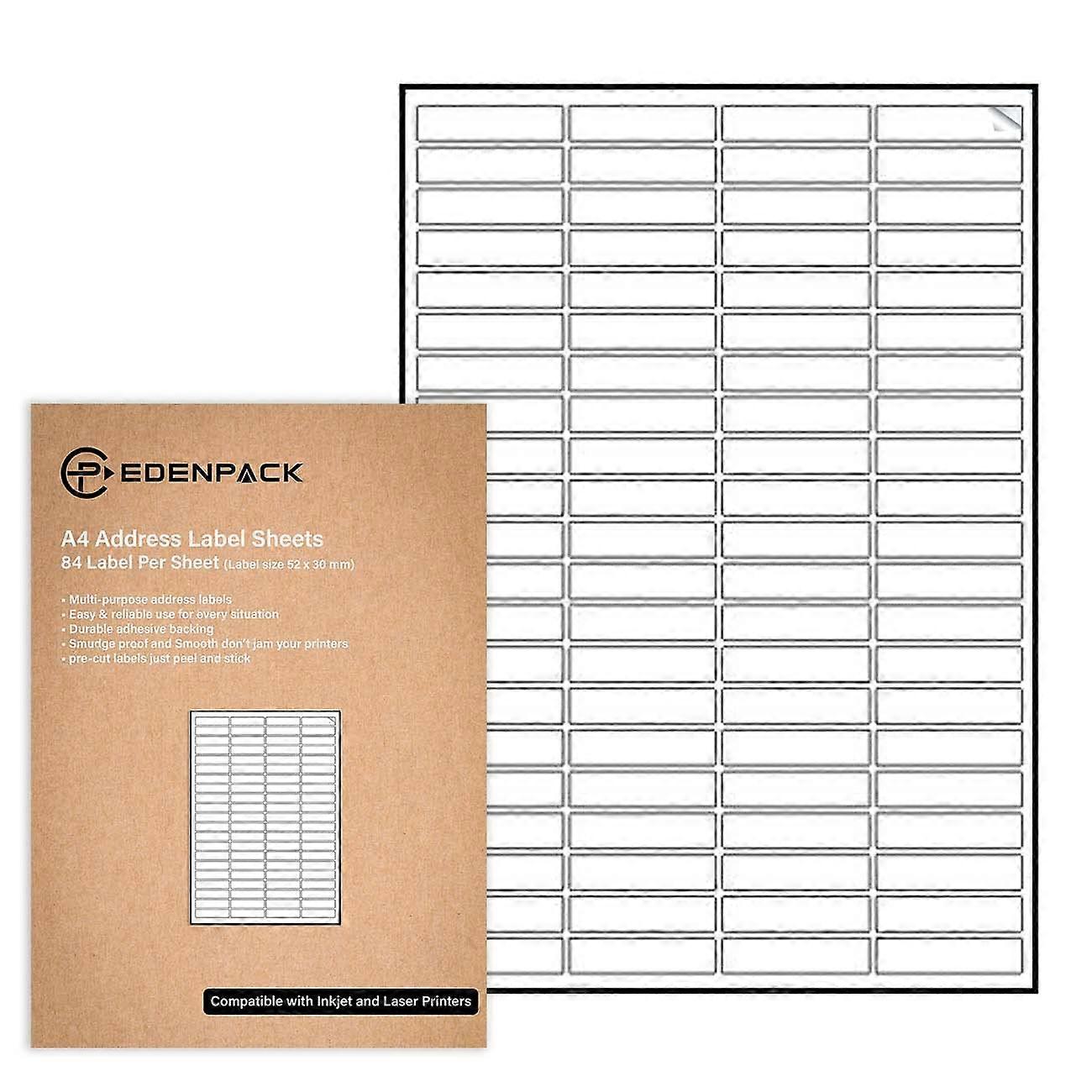 EP50400 Labels Per A4 Sheet  50 Sheets  Printable Address Labels Self Adhesive Compatible with Laser and Inkjet Printers