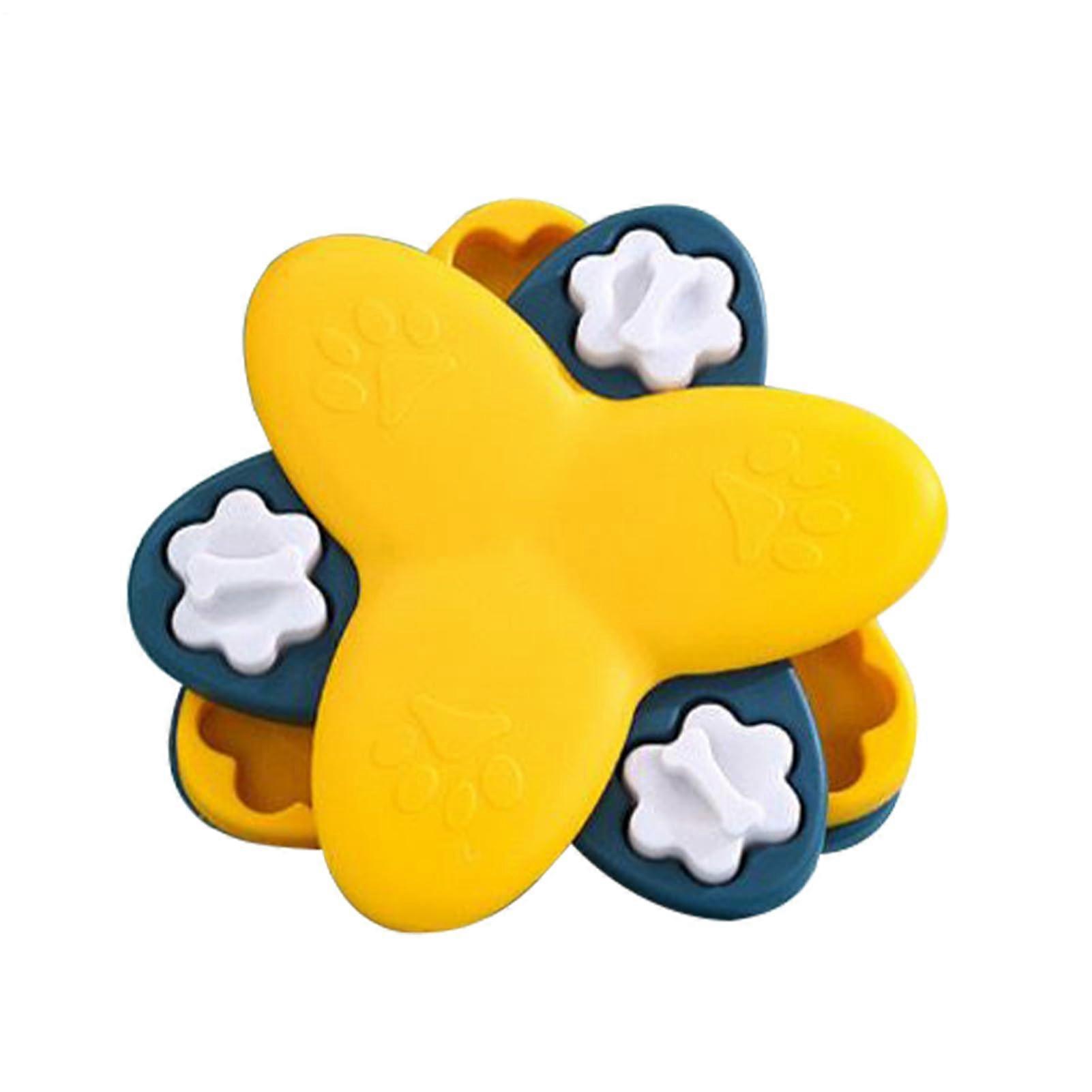 Dog Puzzle Toy - Durable Chew Toy for Heavy Chewers - 3-Layer Rotatable Bowl for Play, Training, and Feeding, Yellow