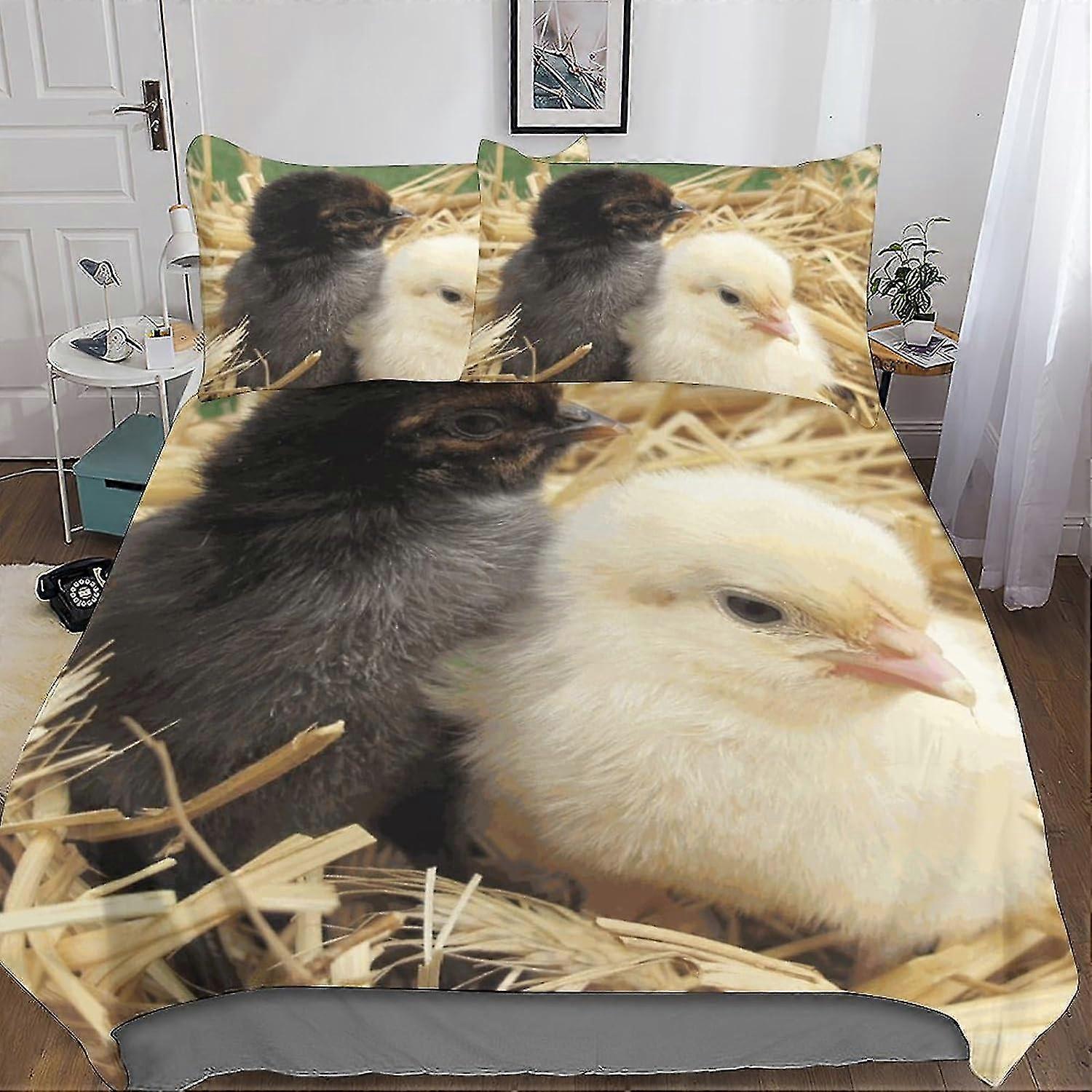 Cute Animals 3D Printed Duvet Cover Set with Pillowcases and Zipper Closure, Anti-allergic Design