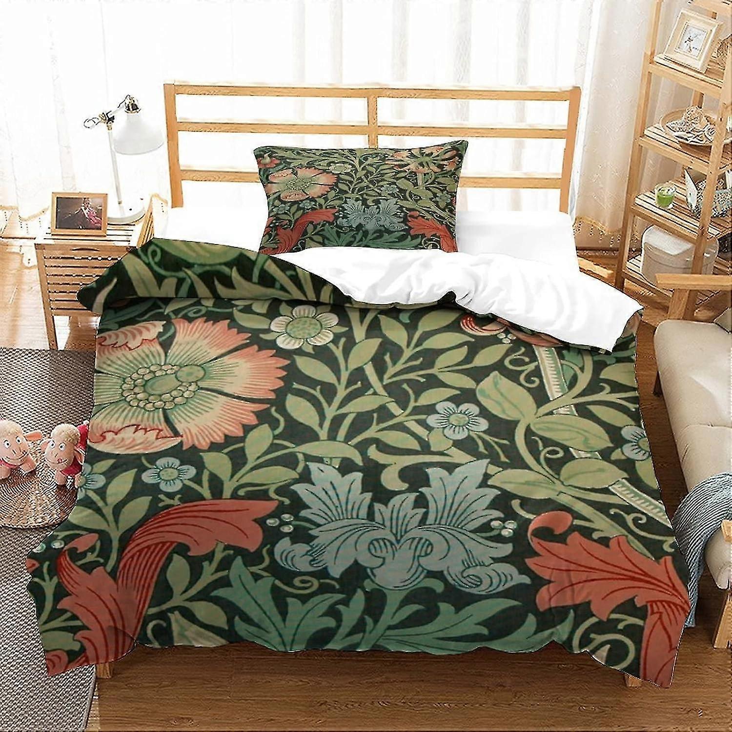 Luxusní 3D tištěná sada povlečení na povlečení s květinovým vzorem, ultra měkké mikrovlákno s polštářem