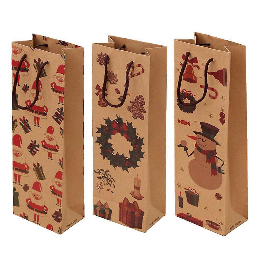 Beverage Bag Christmas present Bags Reusable Kraft Paper For Special Occasions 3 Pcs