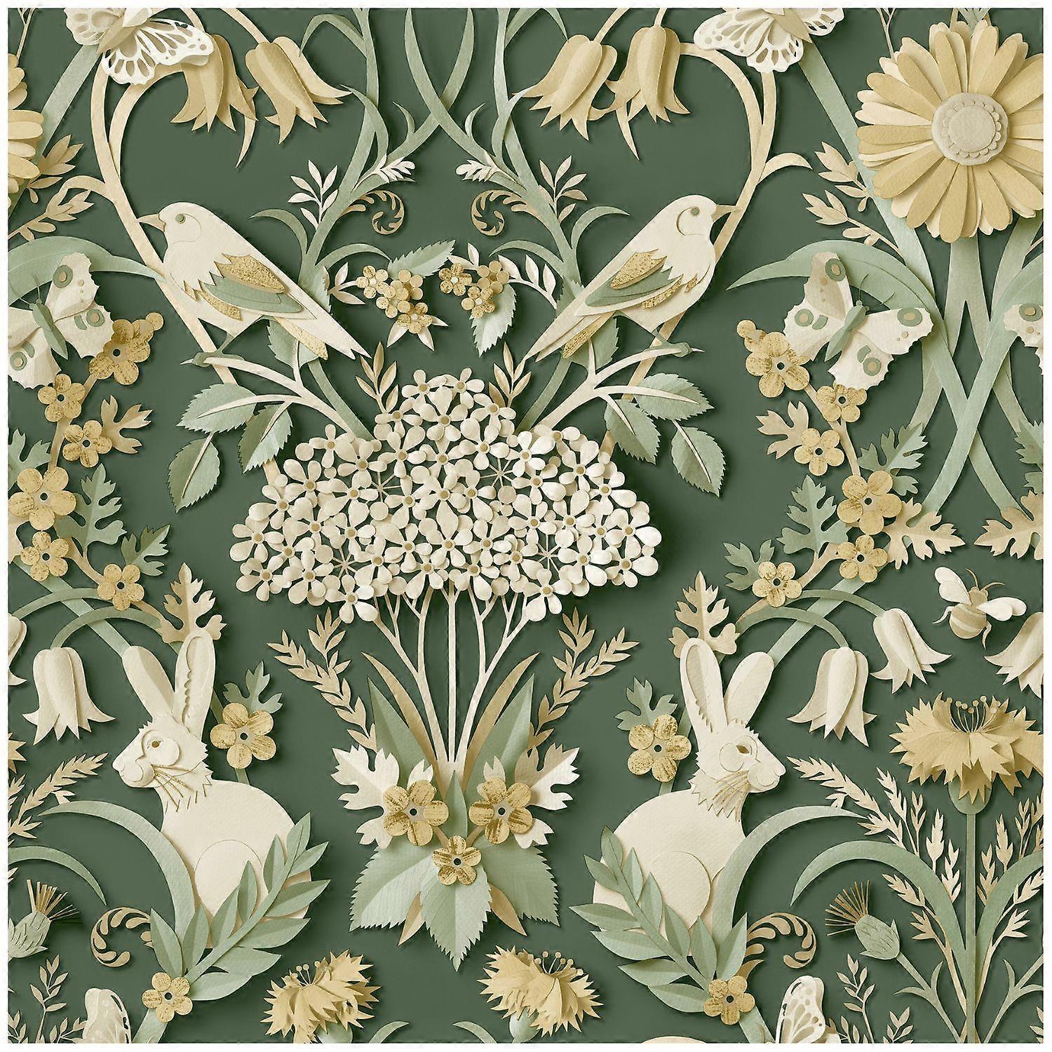 Fine Decor Woodland Forest Green Wallpaper