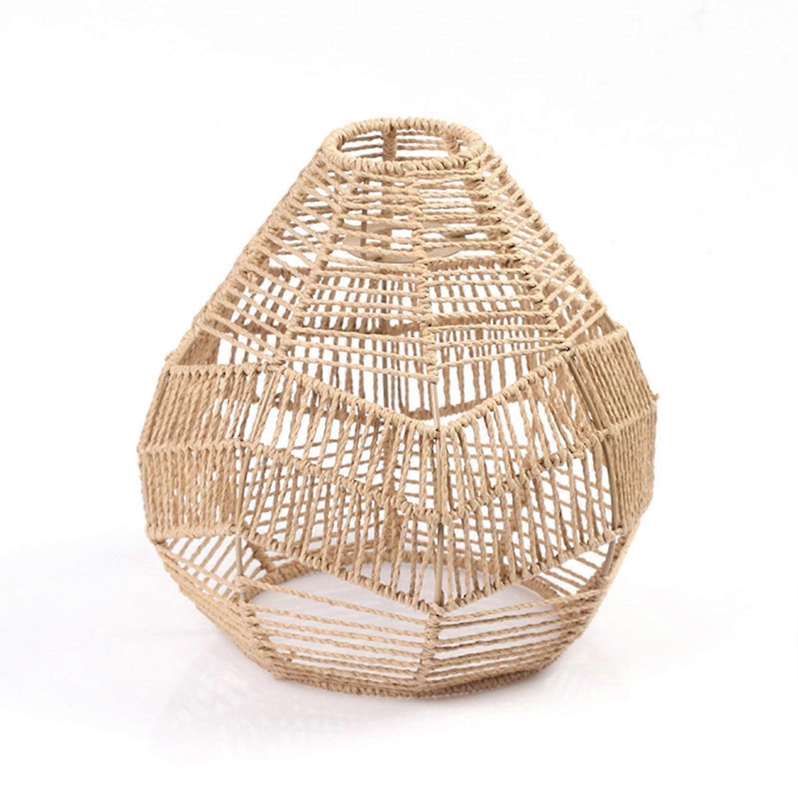 Woven Rope Lampshade, Boho Rattan Pendant Light, Macrame Ceiling Light