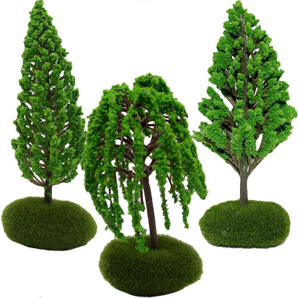 3pcs Miniature Street Trees Models for Sand Table DIY Lightweight Green Landscape Decor for Micro Gardens and Scenery Crafting, Realistic Artificial