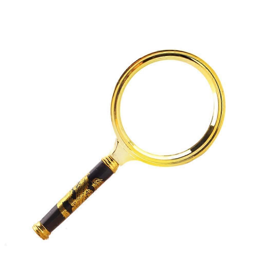 Handheld Magnifier with Vintage Handle, Educational Hobby Magnifiers, 5X Magnifying Glass (Gold 70mm)