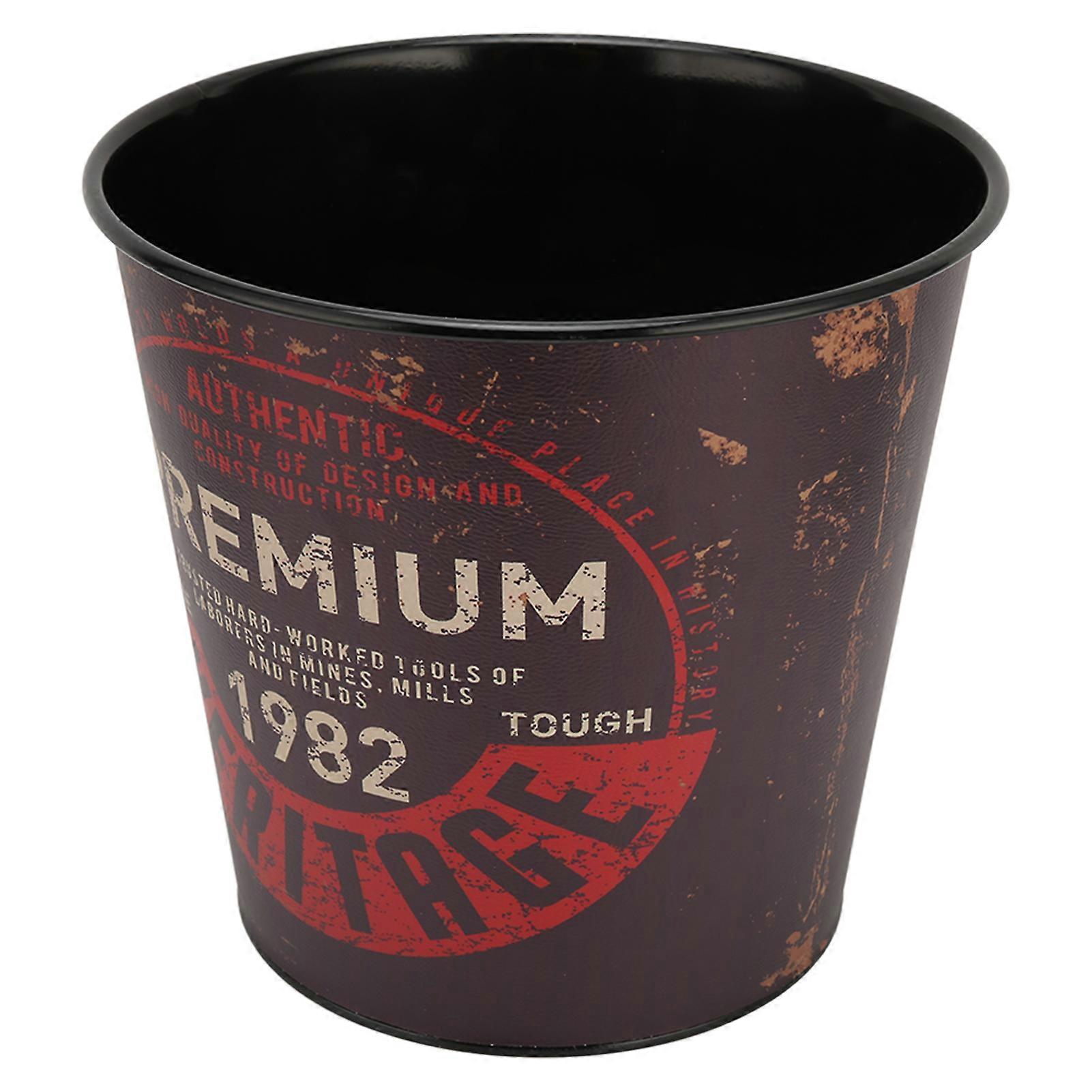 Trash Can Iron Art Retro Garbage Basket Kitchen Storage Bucket Container for Home Office Recycling