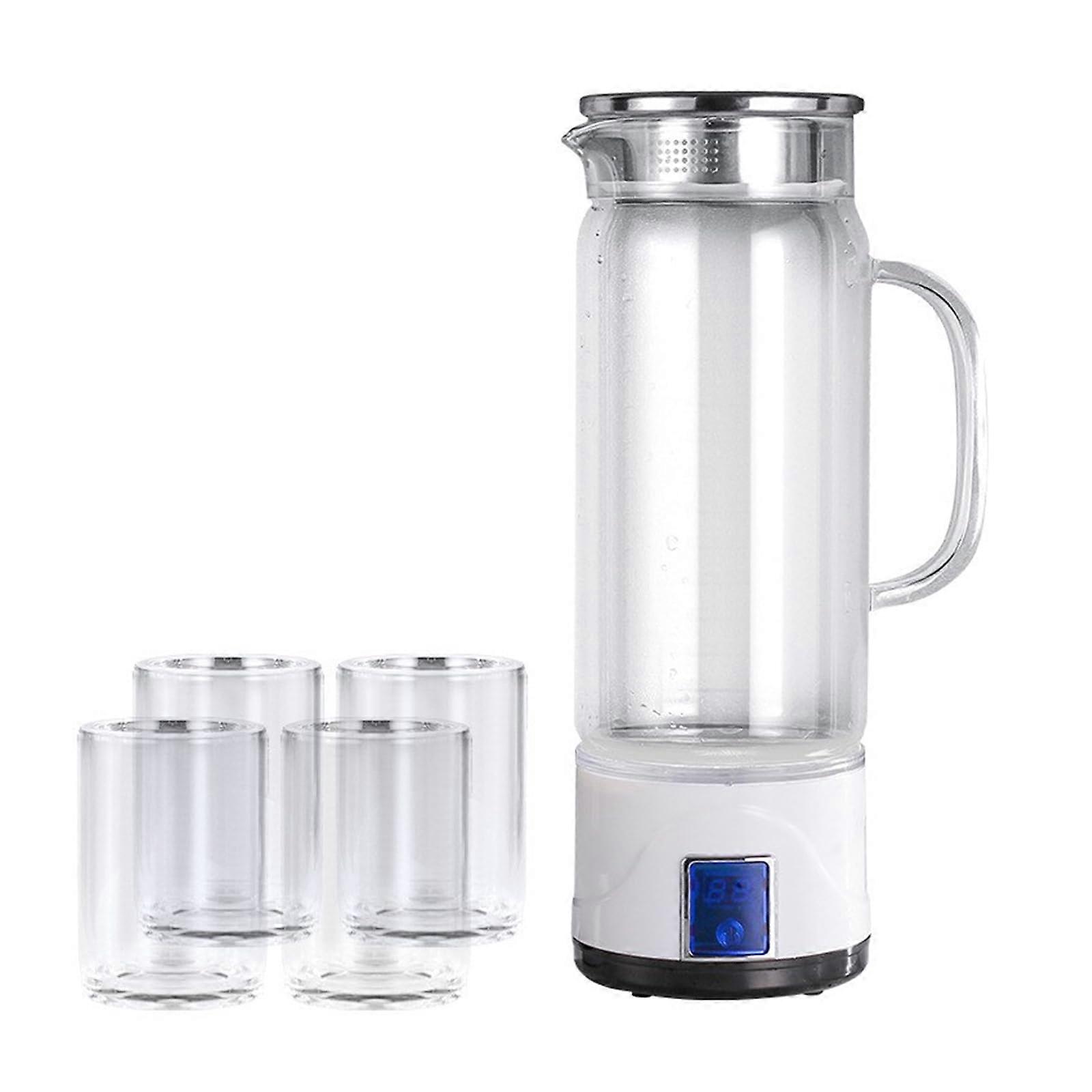 H Water Ionizer Bottle 1000ML Portable Water Ionizer 3 Minute Ionization Glass Texture White