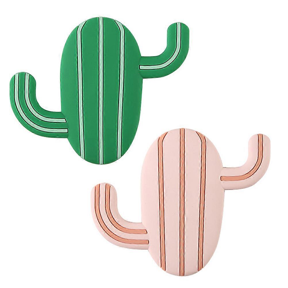 Organizing Cactus Shaped Hooks PVC Material Wall Hangers Home Office Use 2Pcs