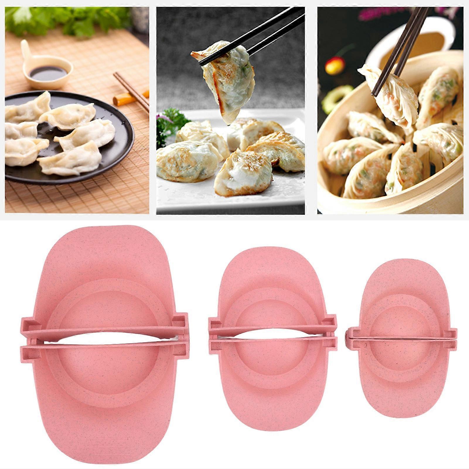 3 Pcs Dumpling Maker Mould Wheat Straw Empanadas Press Mold Different Sizes for Cooking Kitchen Pink 