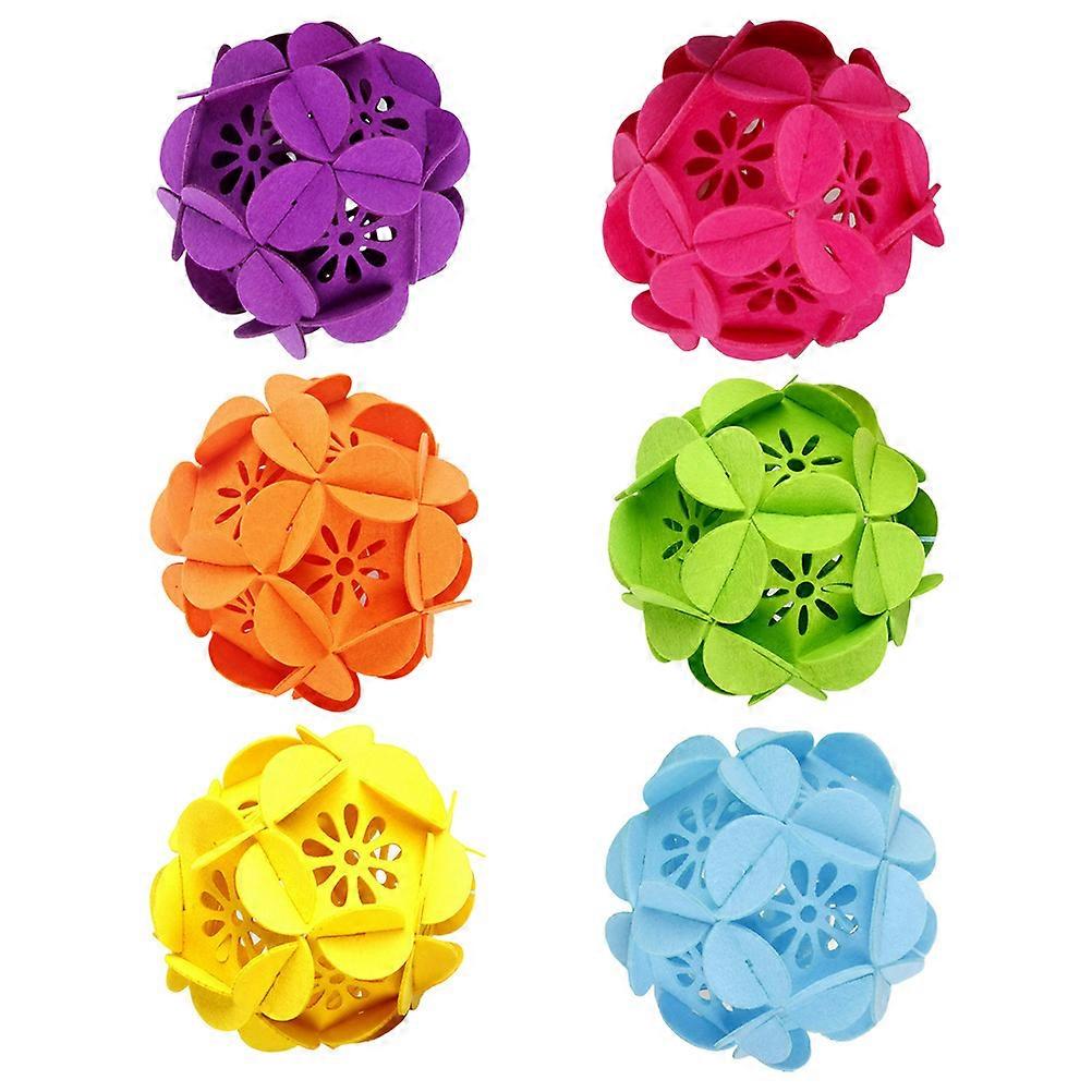Hanging Decorations For Home Felt Fabric Flower Ball Christmas Pendant Large Size Yellow Hanging 6Pcs