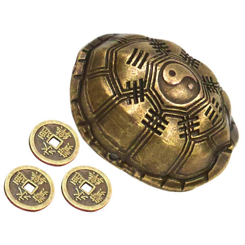 Turtle Shell Luck Charm Divination Set with Fortune Coins Desktop Decor for Home Fortune Telling Chinese New Year Games Friends