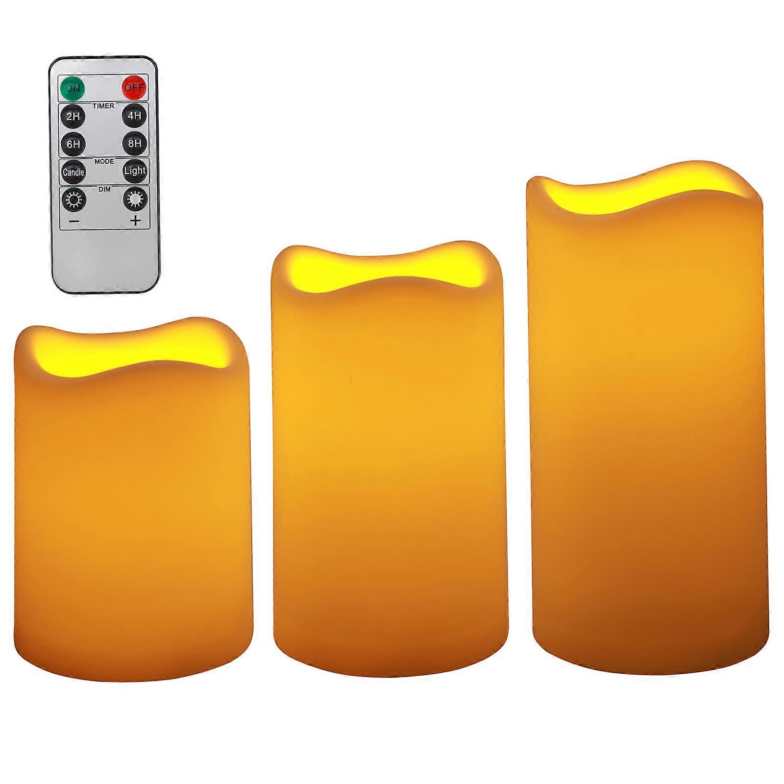 3pcs LED Candle Light Set Yellow Flame Remote Control (7.5*10/12.5/15cm)