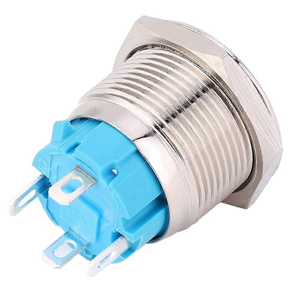 2pcs 12~24VDC Push Button Switch 19mm Round 4PIN Self Reset Switch with Light Power PatternYellow