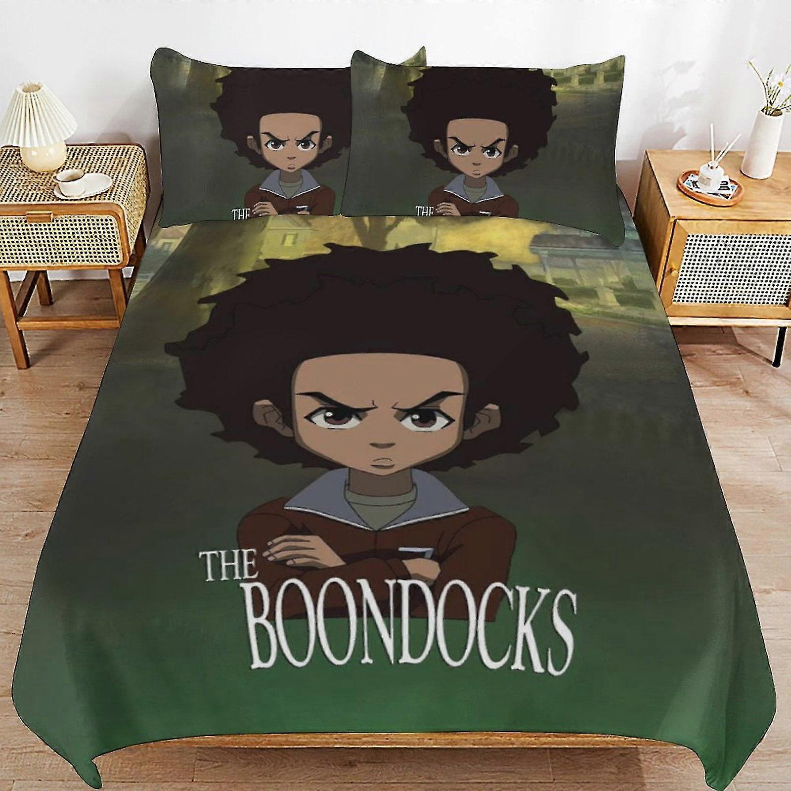 Adequado para Boondocks Conjuntos de Cama Capa de Edredom Conjunto de Edredom Decoração de Cama de Quarto Macia Presentes para Crianças 3 Peças com 1 Capa de Edredom e 94