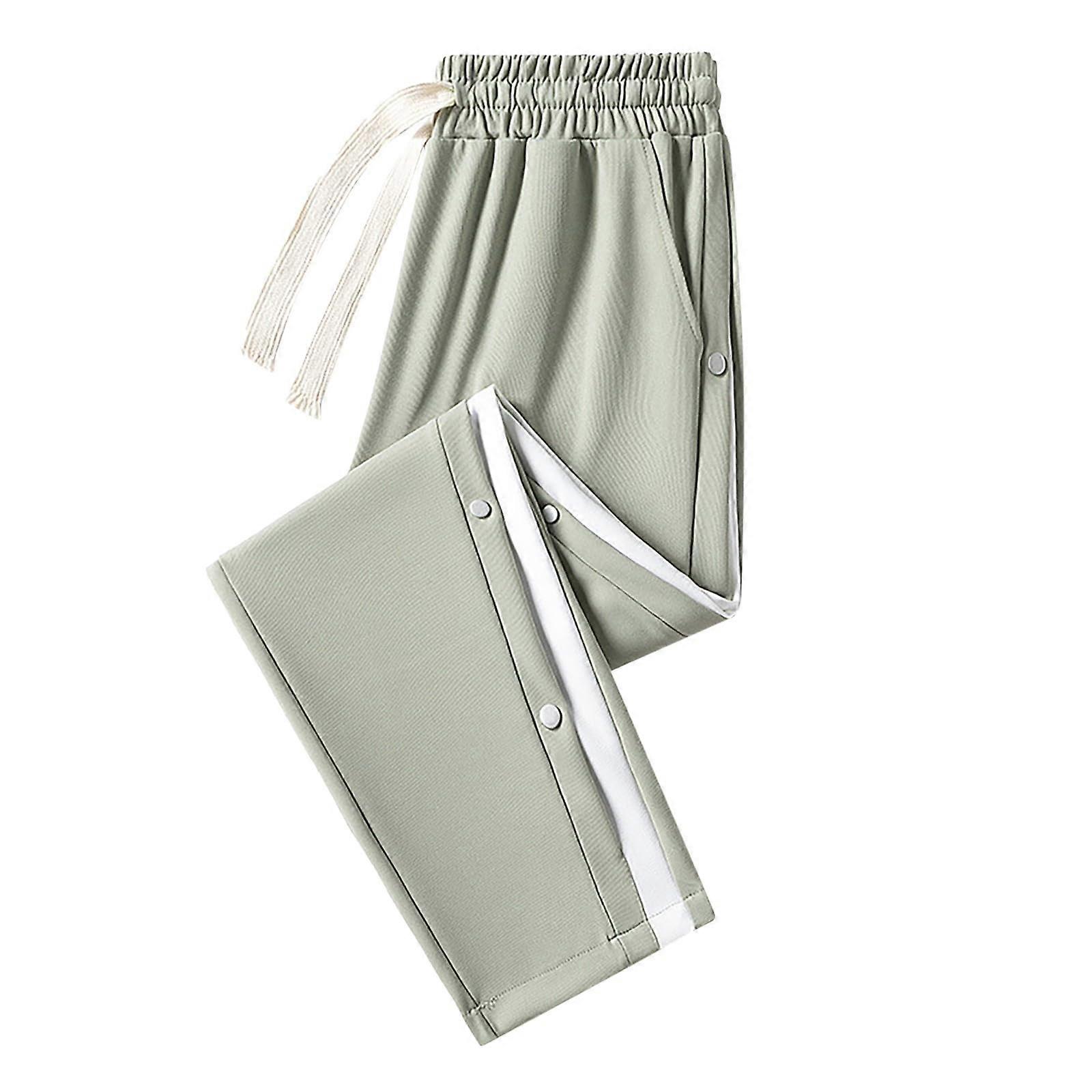 Lightweight Summer Trousers Men's Plain Casual Stretch Jogging Bottoms Ice Silk Fabric Large Sizes A7green L