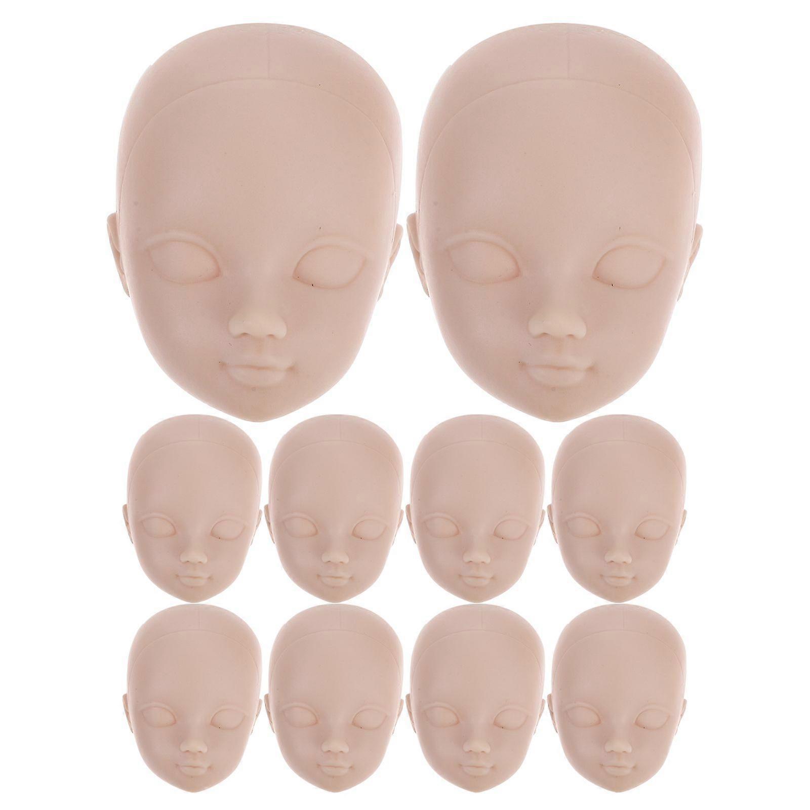 10pcs Simple Replacing Doll Heads Plastic Makeup Practice Heads Cosmetology Doll Head