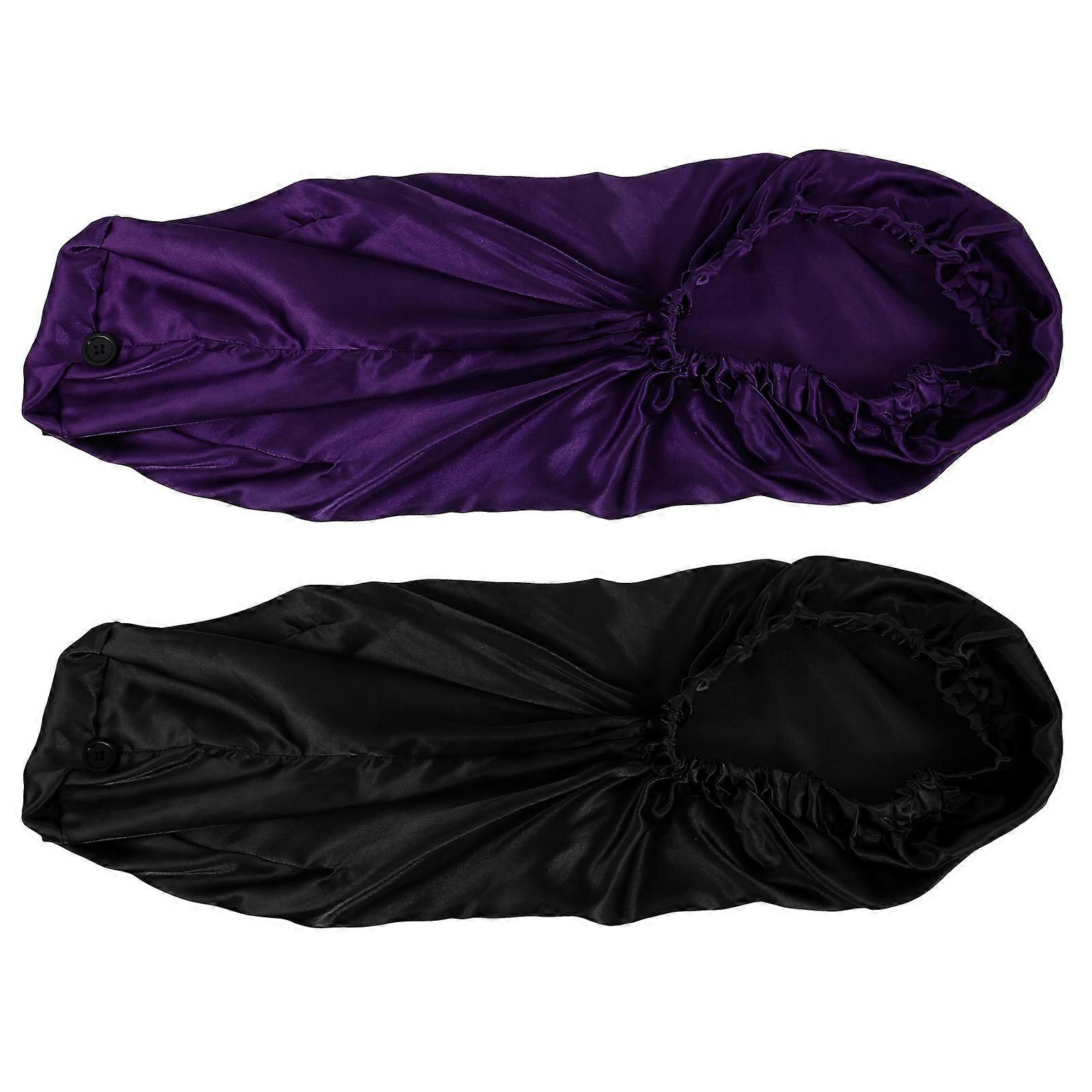 Satin Caps Cylinder Shape Hair Protection for Women Suitable for Sleeping 2Pack